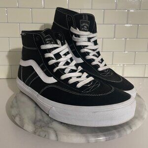 Vans, crockett high top pro lace up sneakers, black with white sole. size 11